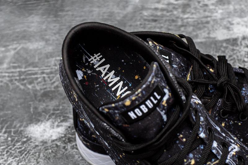 Black Nobull Splatter Canvas Mid Men's Trainers | CA I1290L